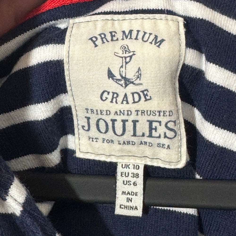 Joules Harbour Notch Neck Breton Striped Blue/White Long Sleeve Shirt US Size 6 - Picture 5 of 16